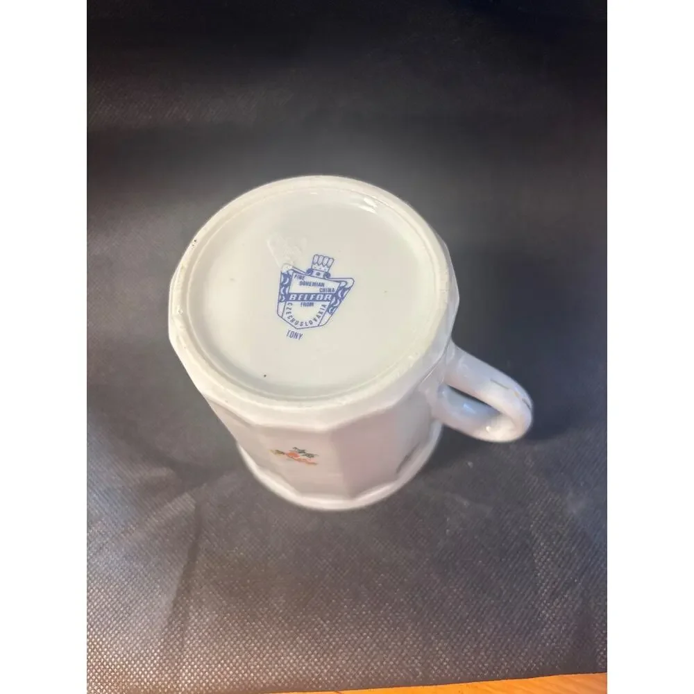 Belfor Tony Bohemian China Tea or Coffee Mug from Czechoslovakia, floral pattern
